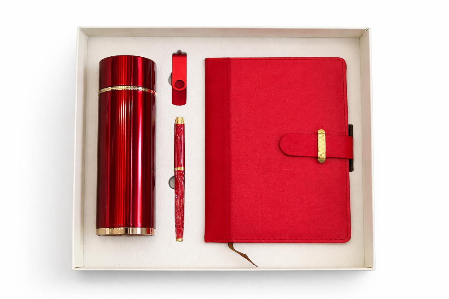 Kit Executivo com Garrafa Térmica, Caneta e Caderno